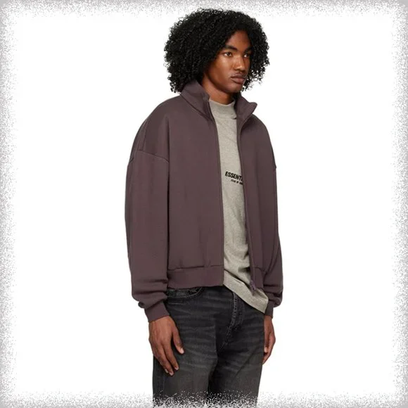 Fear Of God Essentials Zipped Stand Collar Fleece Sweatshirt Jacket deep purple - Picture 2 of 4
